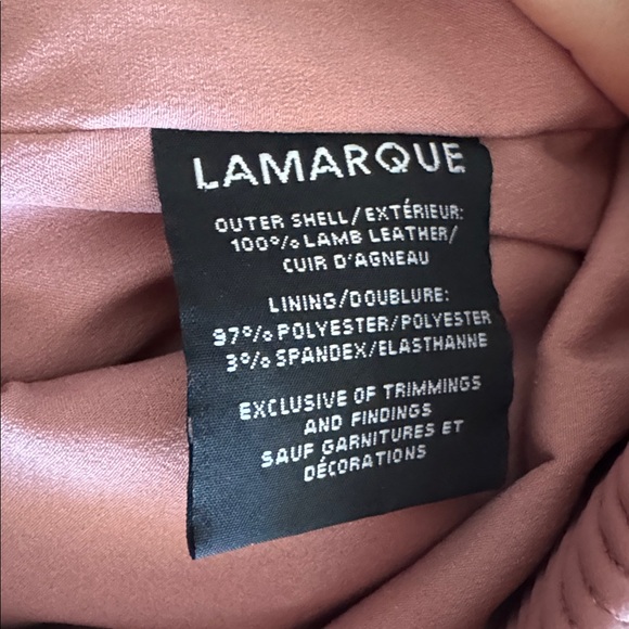 Lamarque Klemence Bomber Leather Jacket, 100% Lamb Leather, Mauve Pink, Size XS - Picture 13 of 14